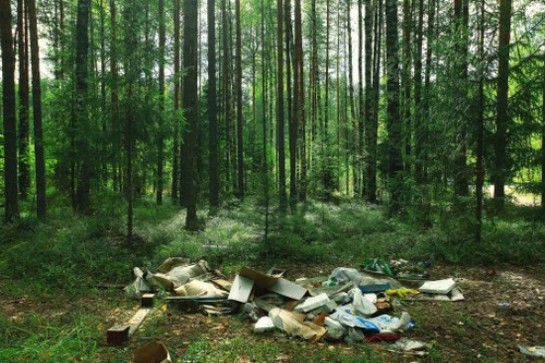 Types of construction waste materials sorted for recycling